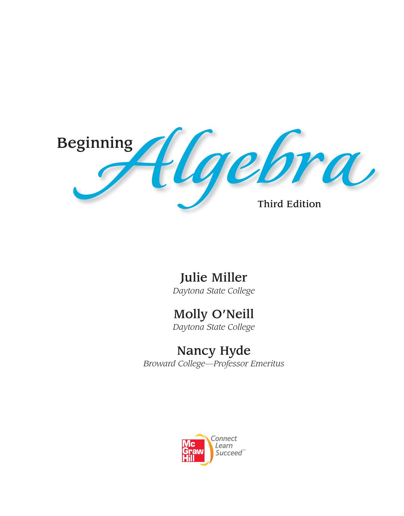 Beginning Algebra Miller Julie