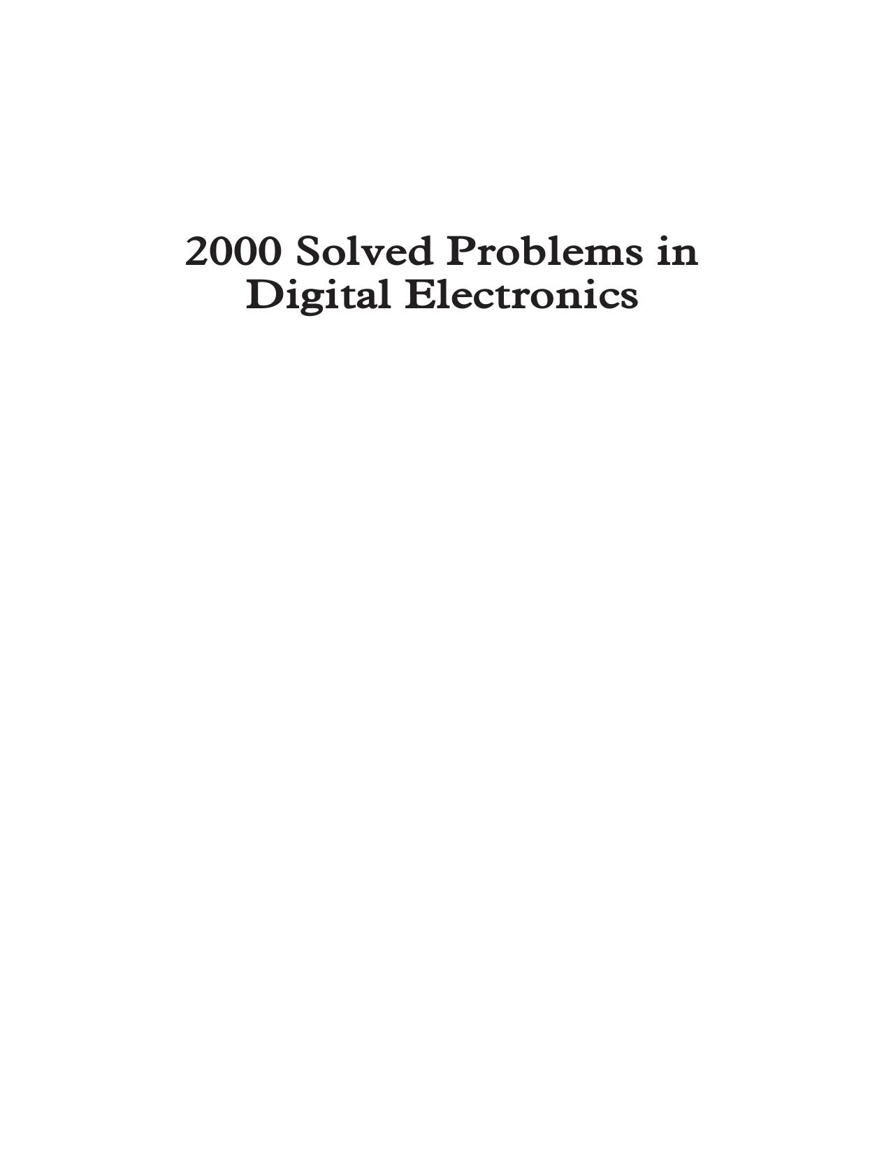 2000 Solved Problems in Digital Electronics S P Bali
