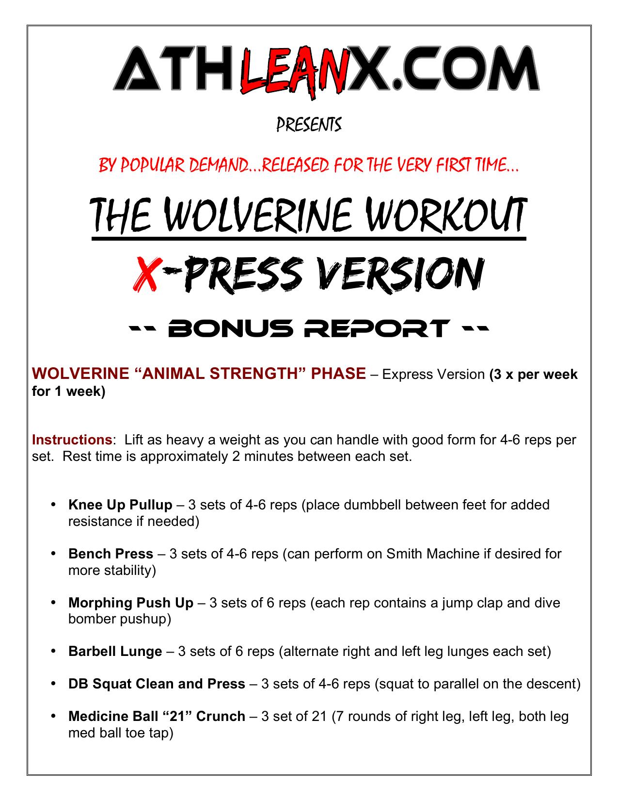 Wolverine Workout