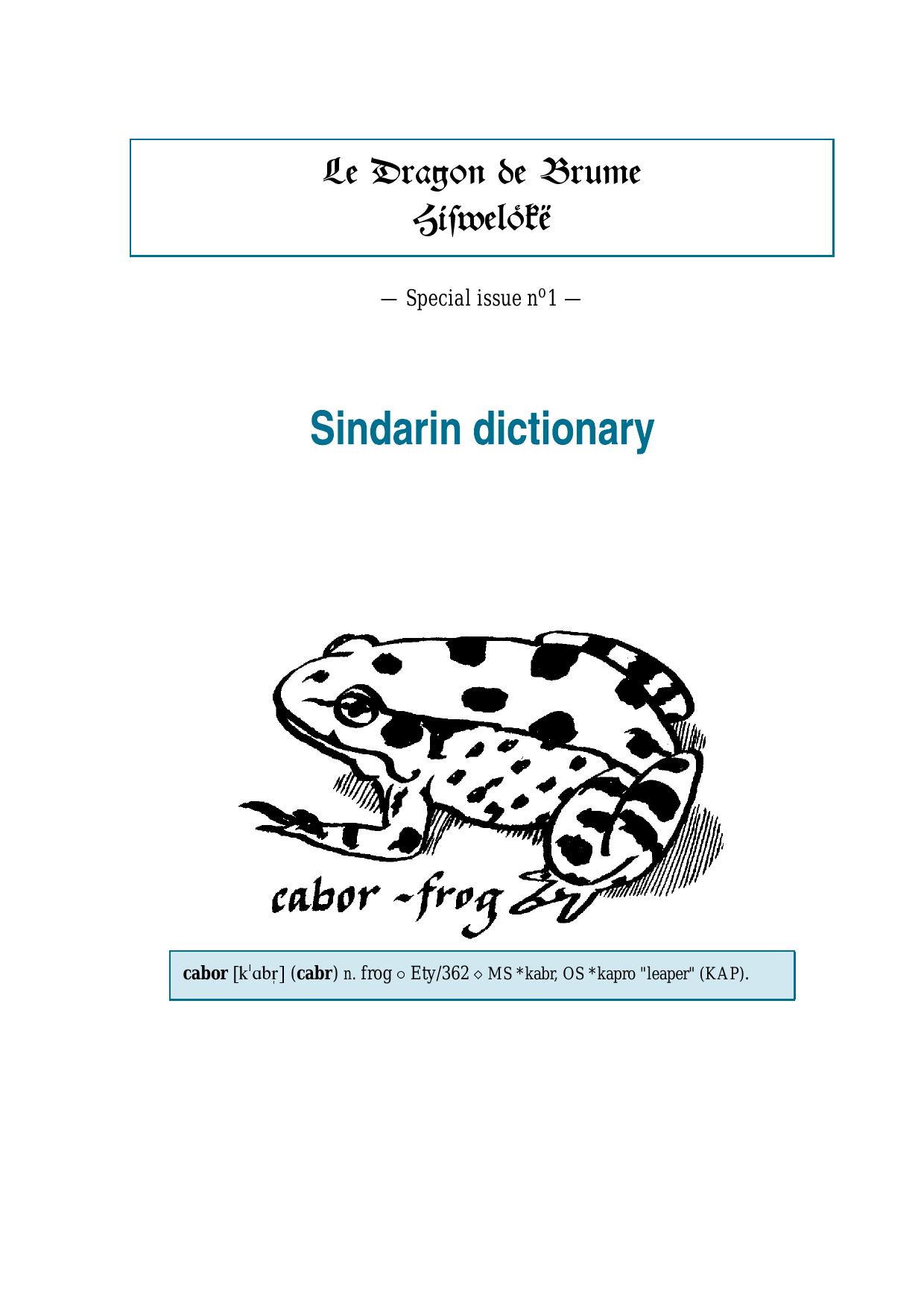 Sindarin Dictionary