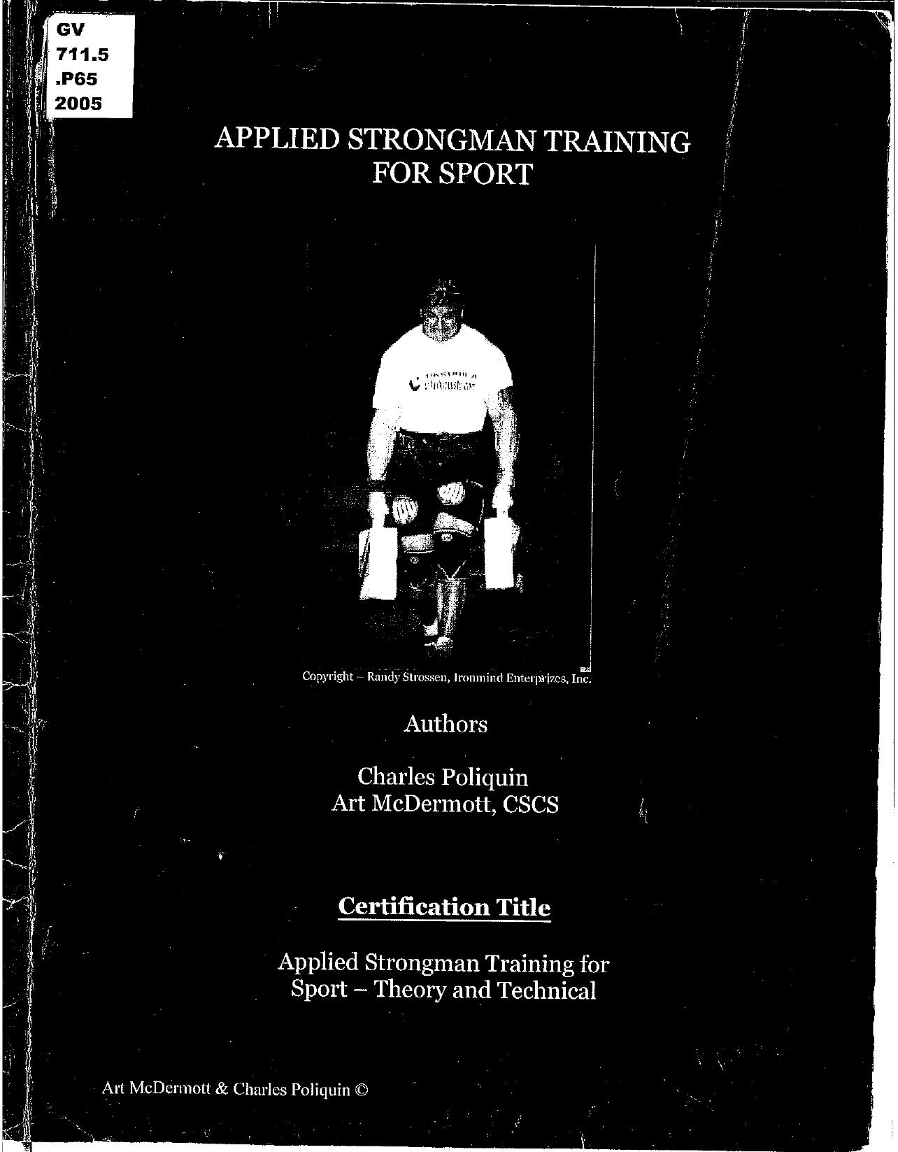 Applied Strongman Training for Sport-Poliquin et al