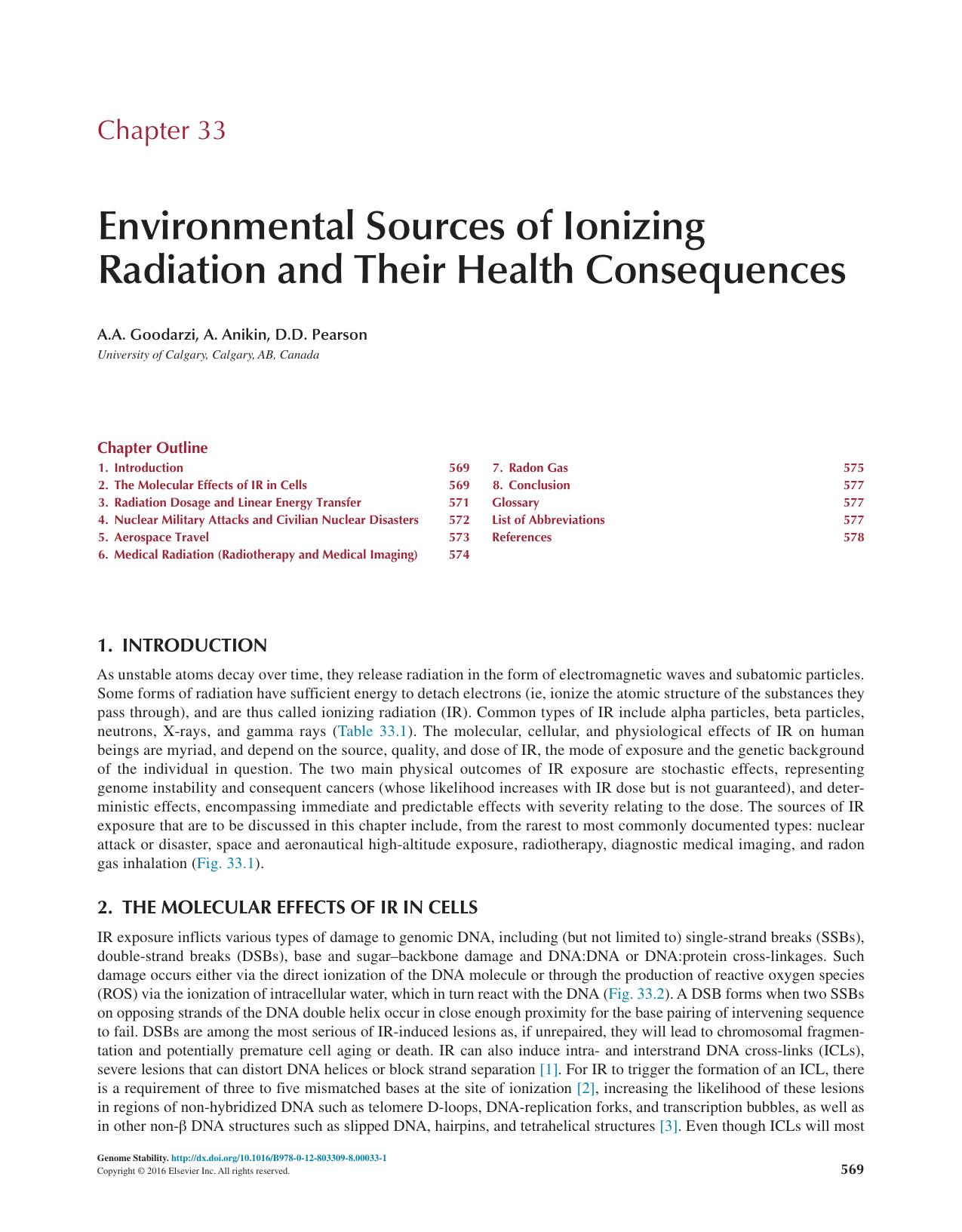 Chapter 33 - Environmental Sources of Ionizing Radiation and Their Health Consequences