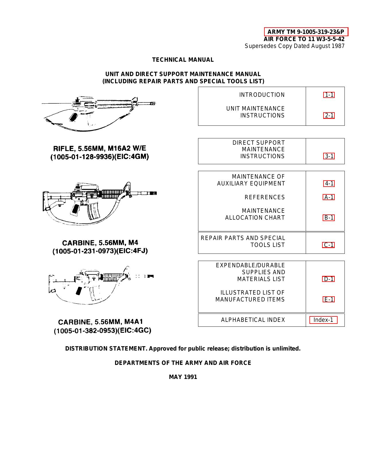 tm 9-1005-319-23 m16a2 maintenance repair manual
