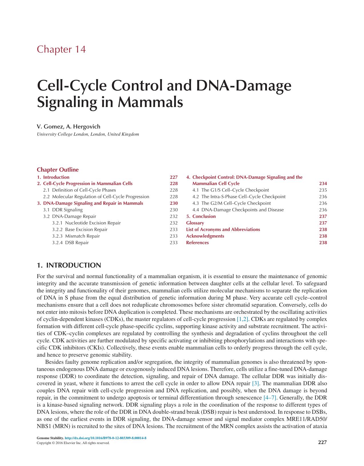 Chapter 14 - Cell-Cycle Control and DNA-Damage Signaling in Mammals