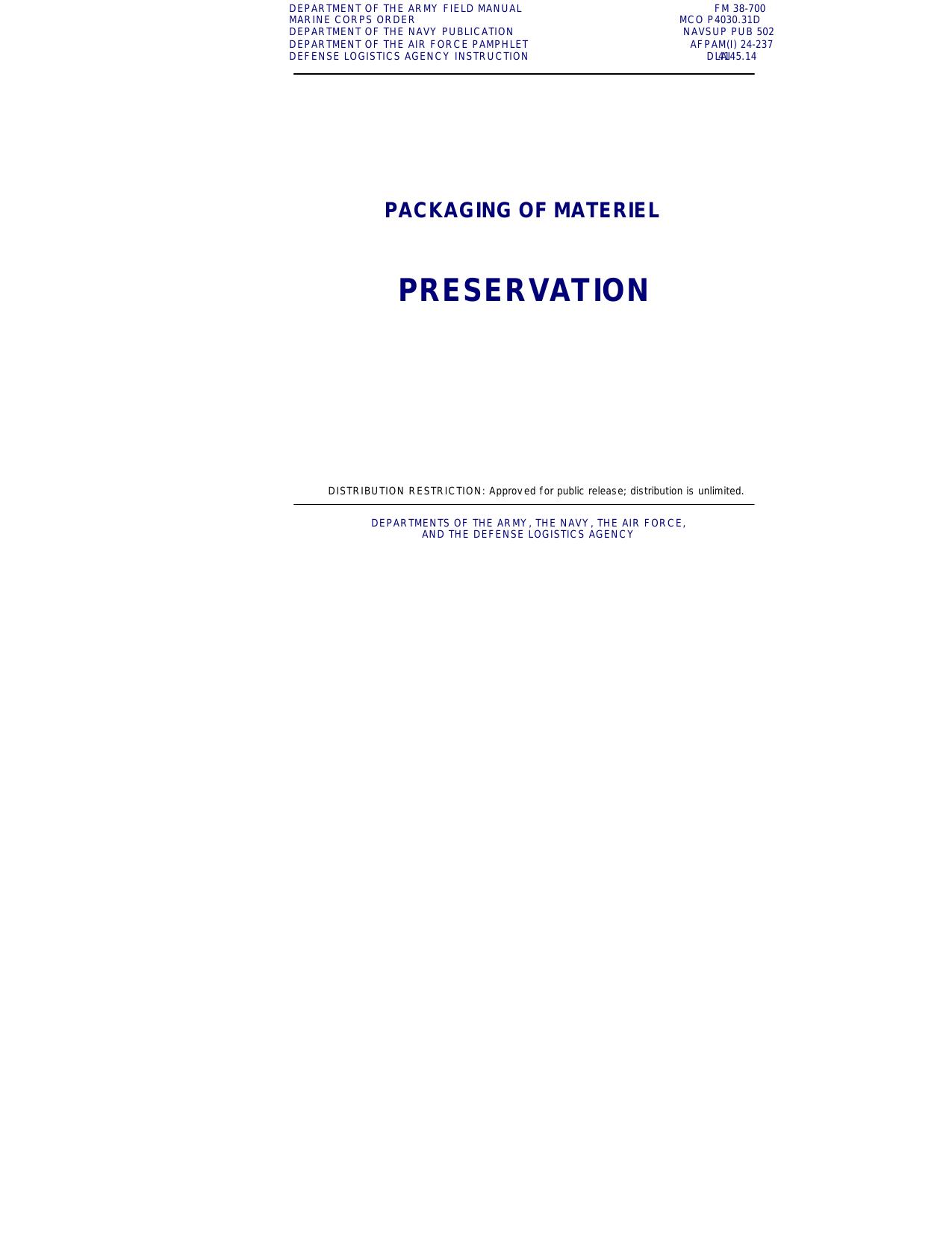 Packaging of Material - Preservation