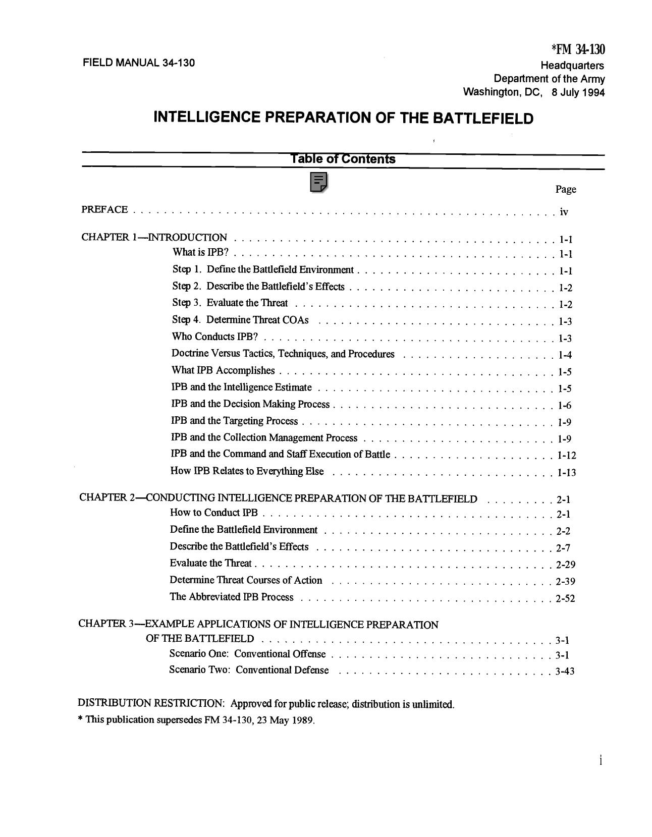 Intelligence Preparation of the Battlefield