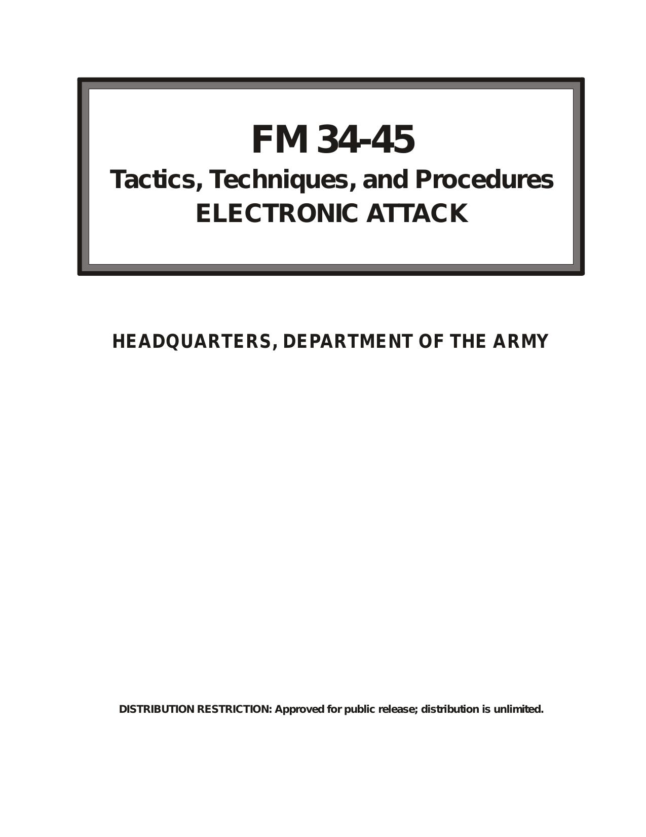 fm 34-45 tactics techniques and procedures for electronic attack