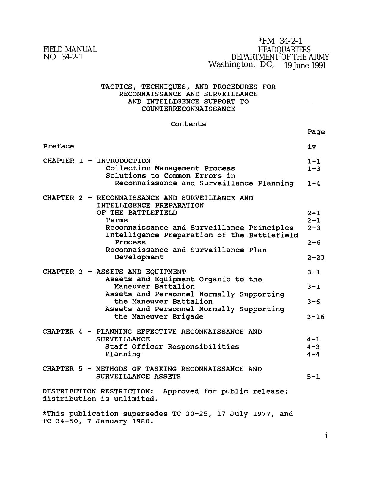 Tactics, Techniques, and Procedures for Reconnaissance and Surveillance and Intelligence Support To Counterreconnaissance