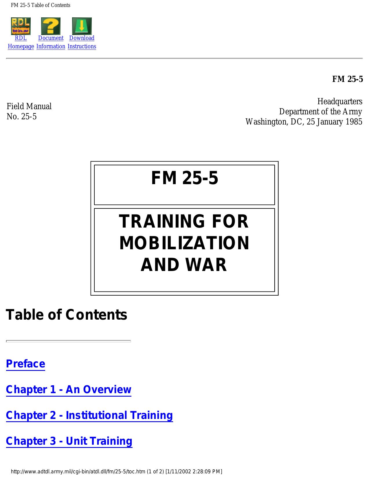 Training for Mobilization and War