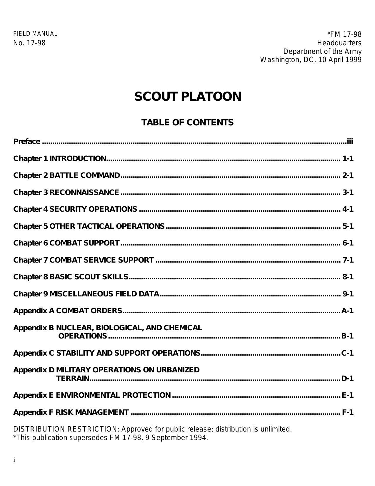 FM 17-98 Table of Contents