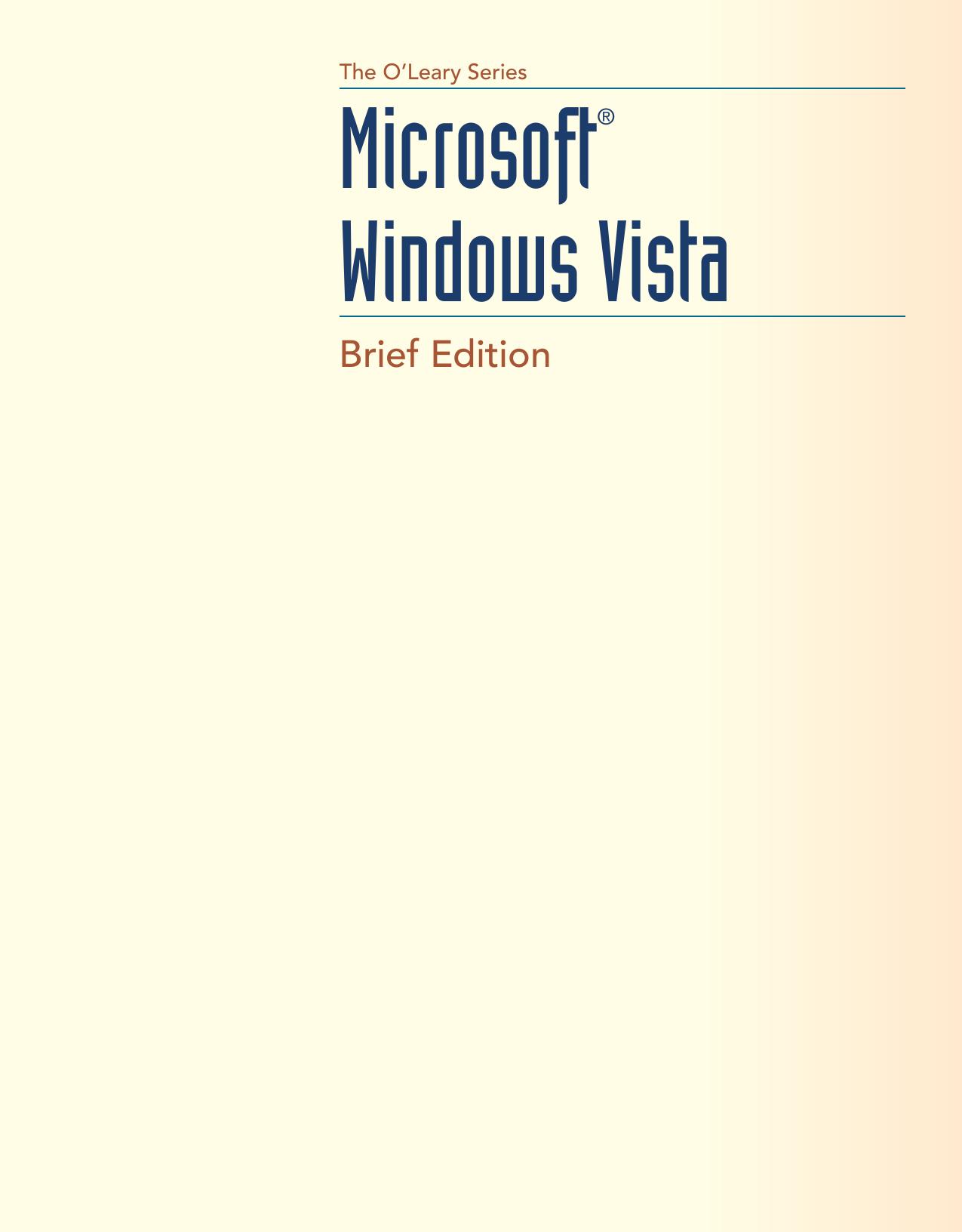 Windows Vista Brief Edition O Leary Linda