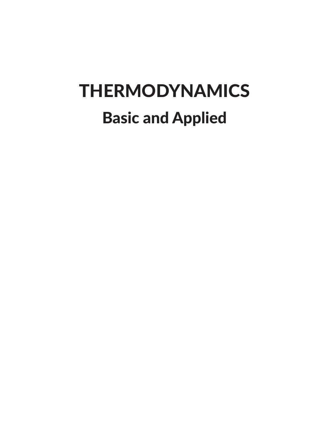 THERMODYNAMICS BASIC AND APPLIED GANESAN