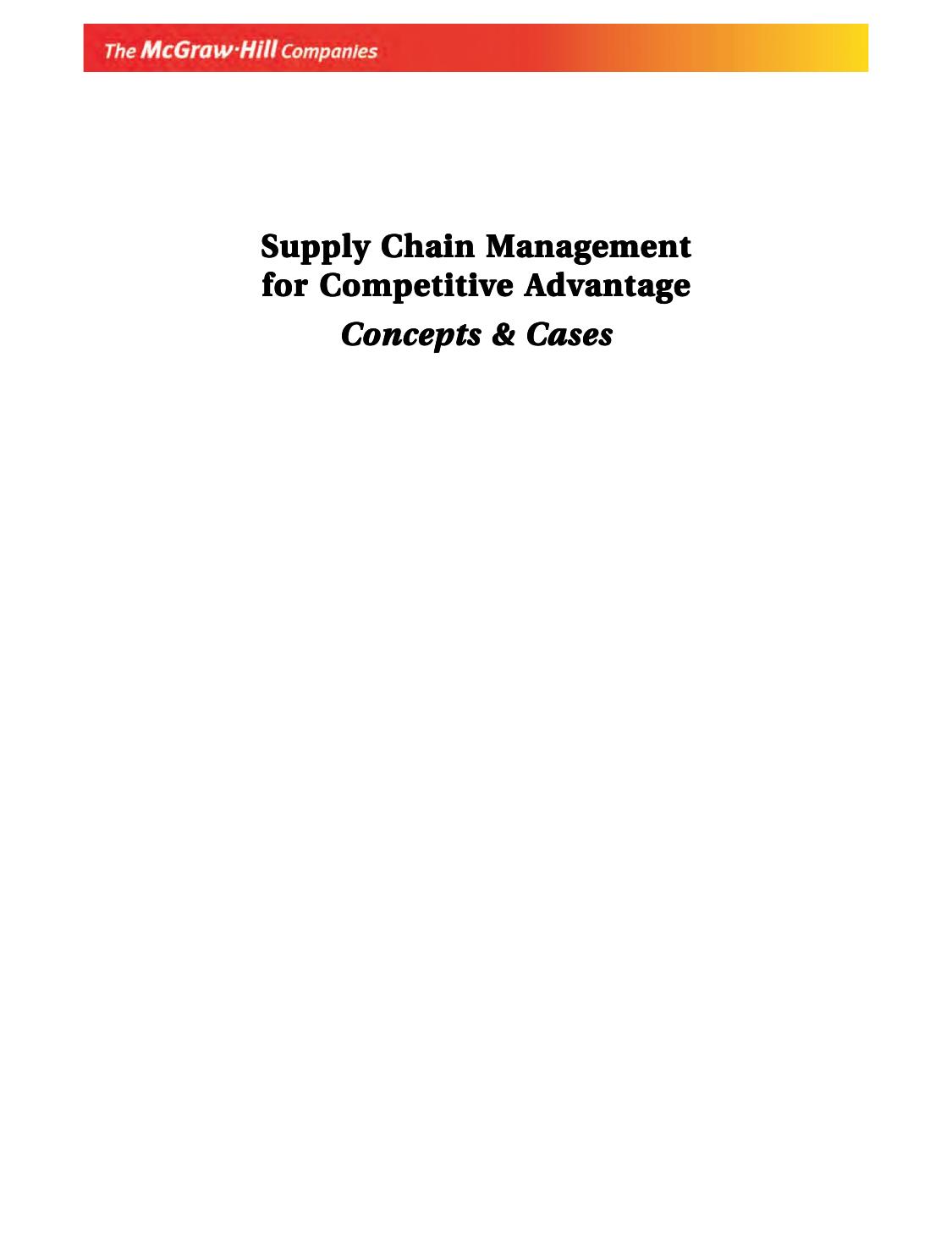 SUPPLY CHAIN MANAGEMENT FOR COMPETITIVE ADVANTAGE CONCEPTS AND CASES RANGARAJ