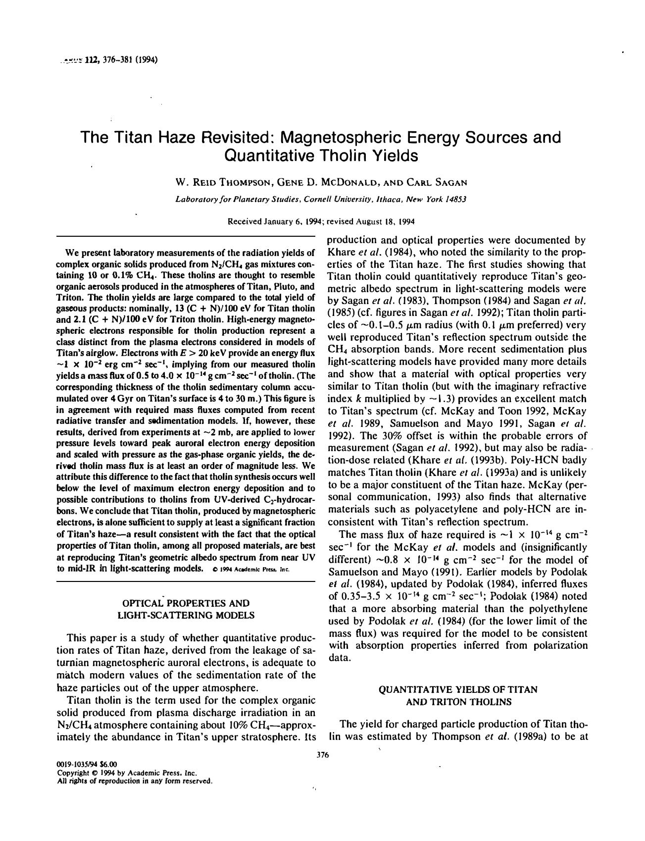 Titan Haze Revisited (1994)