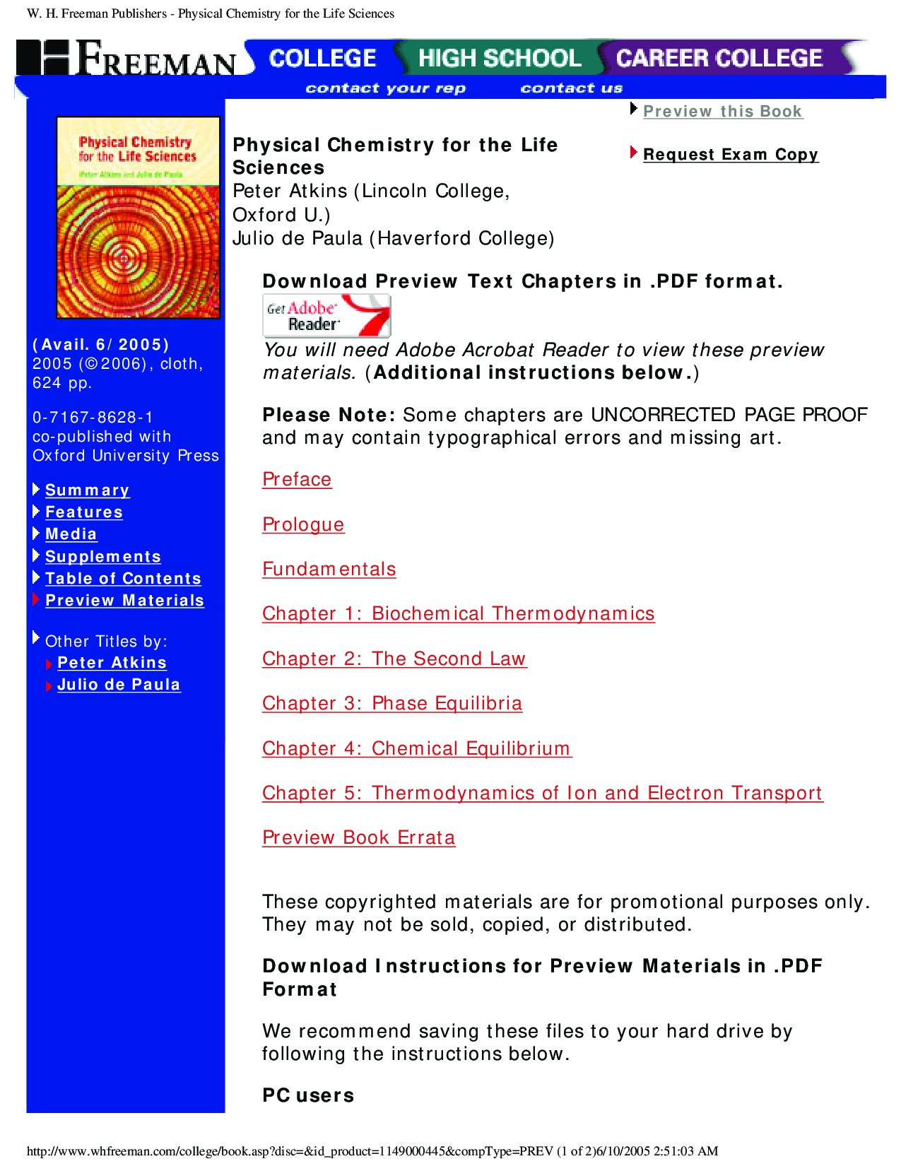 Physical Chemistry for the Life Sciences