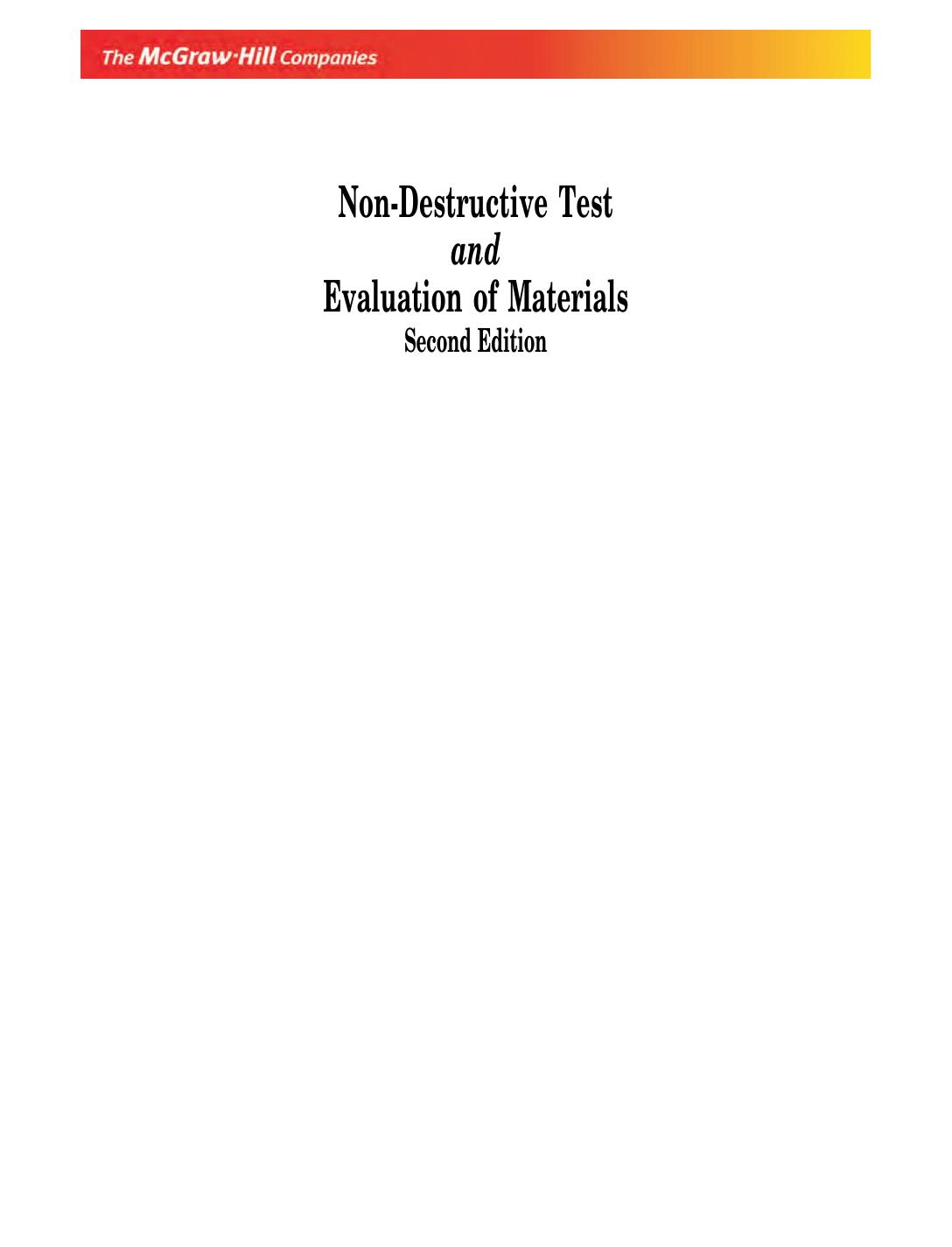 NON DESTRUCTIVE TEST AND EVALUATION OF MATERIALS PRASAD