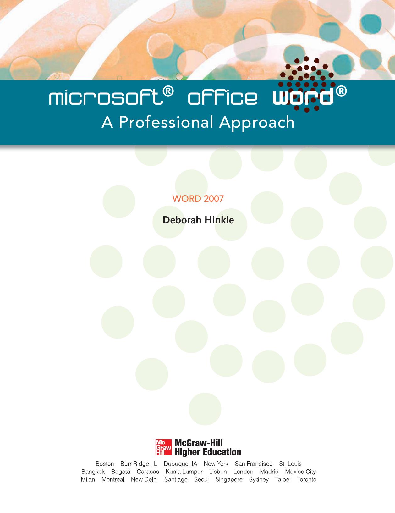 Microsoft Word 2007 A Professional Approach Hinkle Deborah