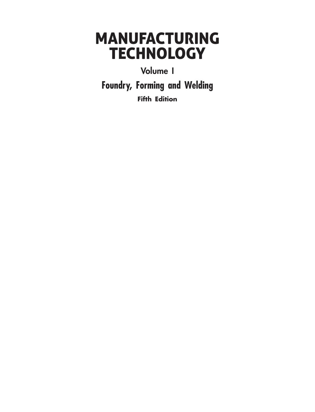 MANUFACTURING TECHNOLOGY VOL1 RAO