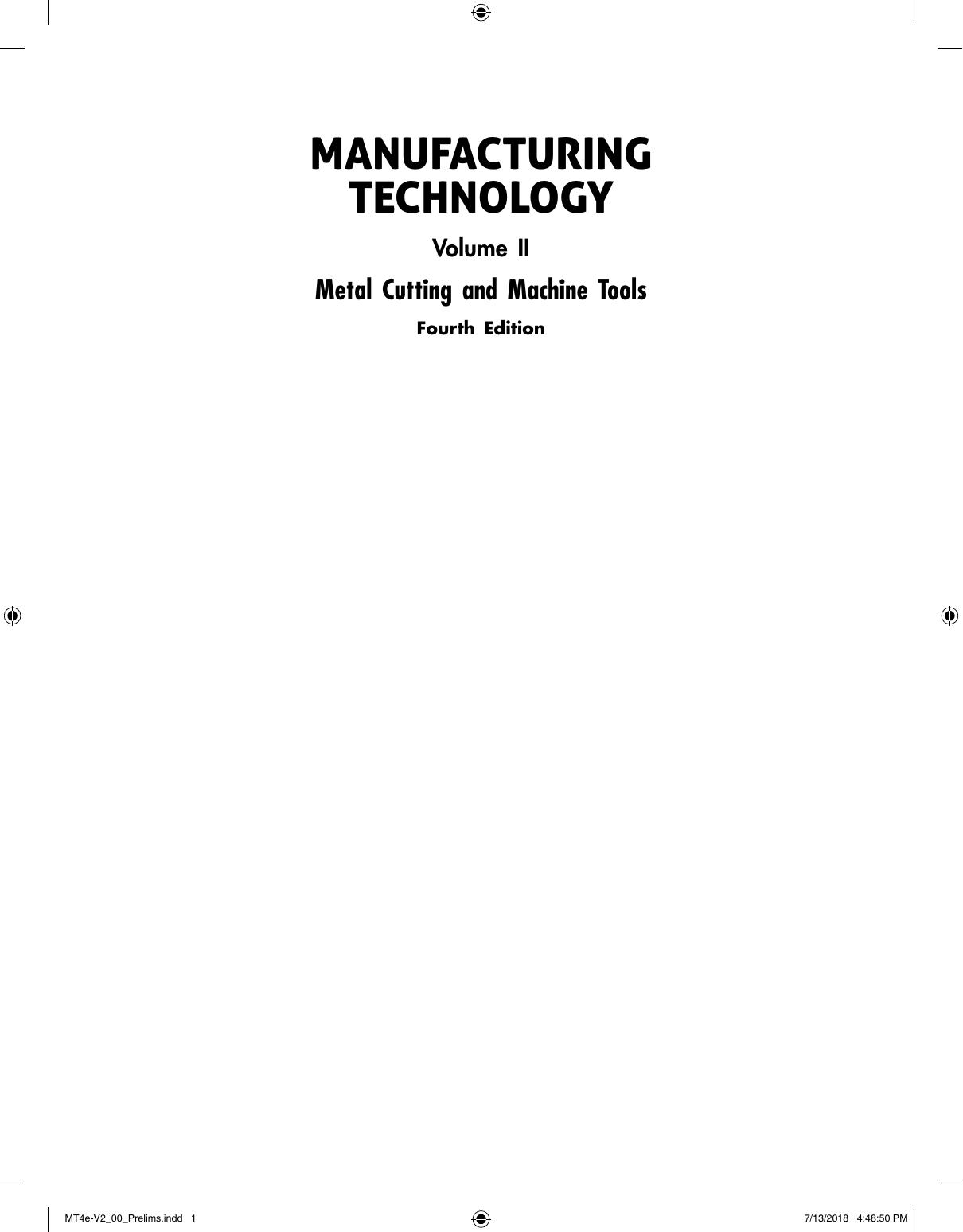 MANUFACTURING TECHNOLOGY VOL 2 RAO