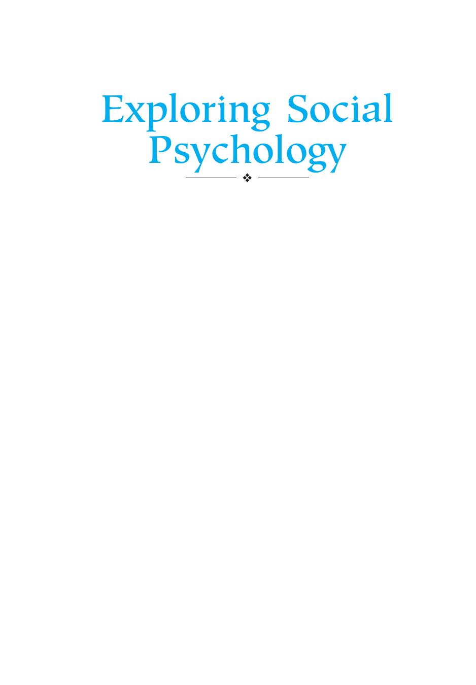 Exploring Social Psychology Myers David