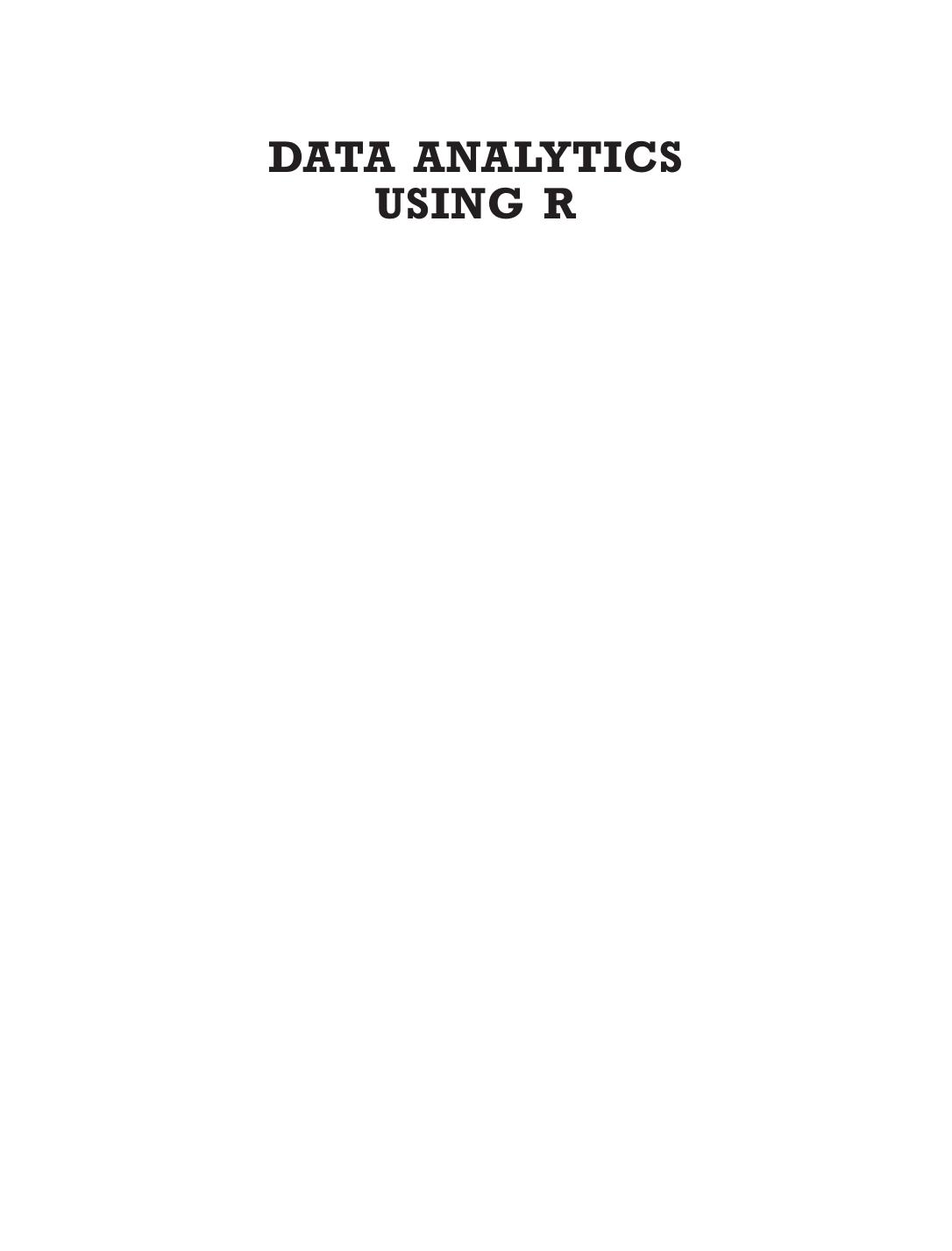 DATA ANALYTICS USING R ACHARYA