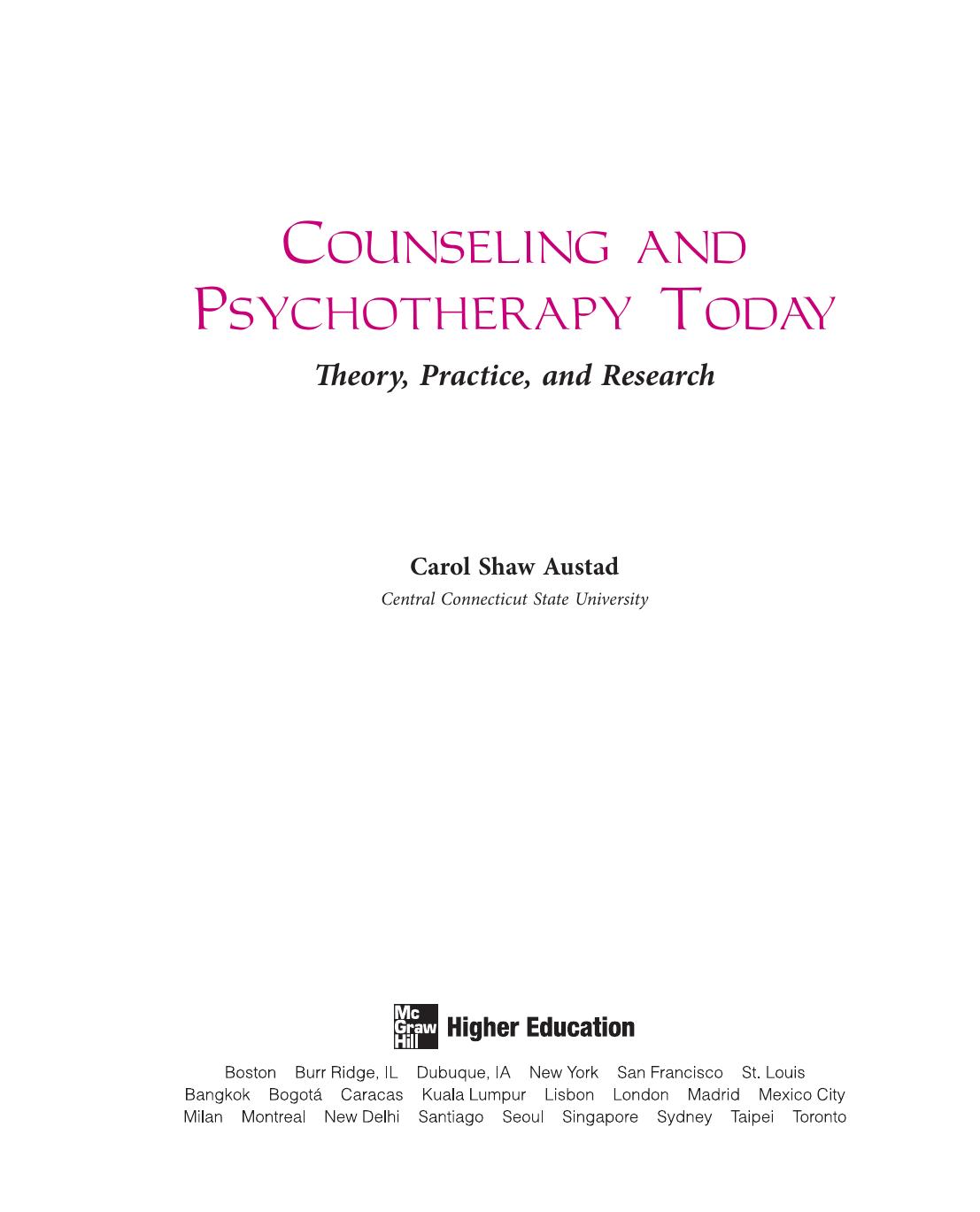 Counseling and Psychotherapy Today Austad Carol