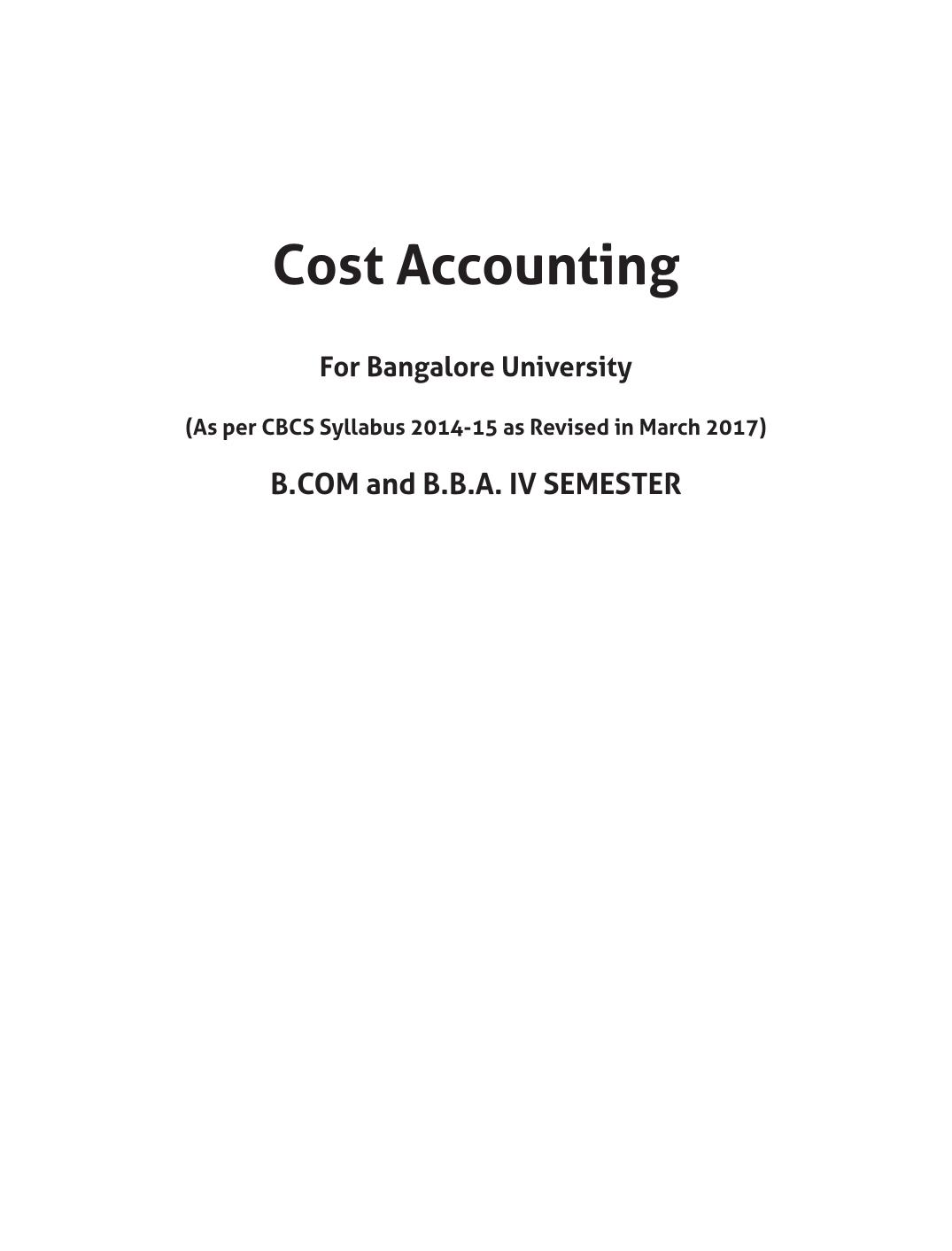 COST ACCOUNTING BLR U KUMAR
