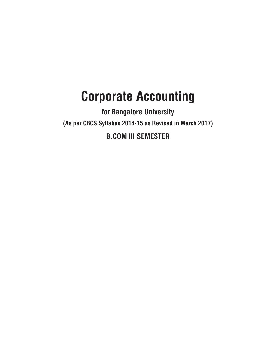 Corporate Accounting Bangalore University Ruqsana Anjum