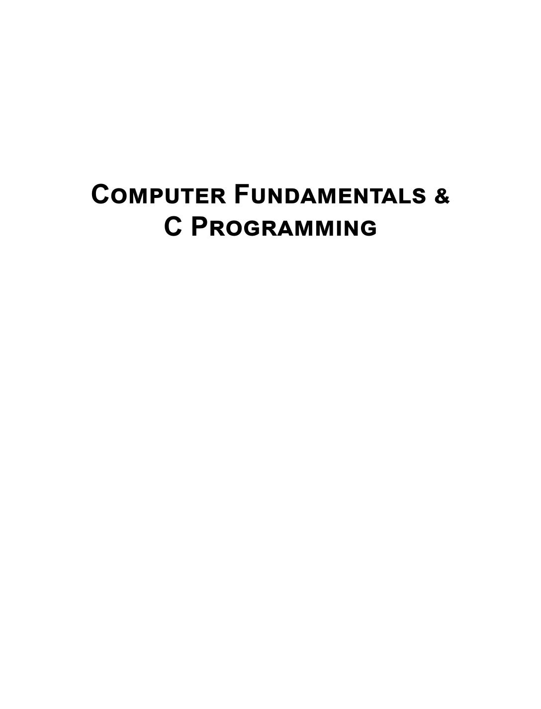 COMPUTER FUNDAMENTALS AND C PROGRAMMING DAS