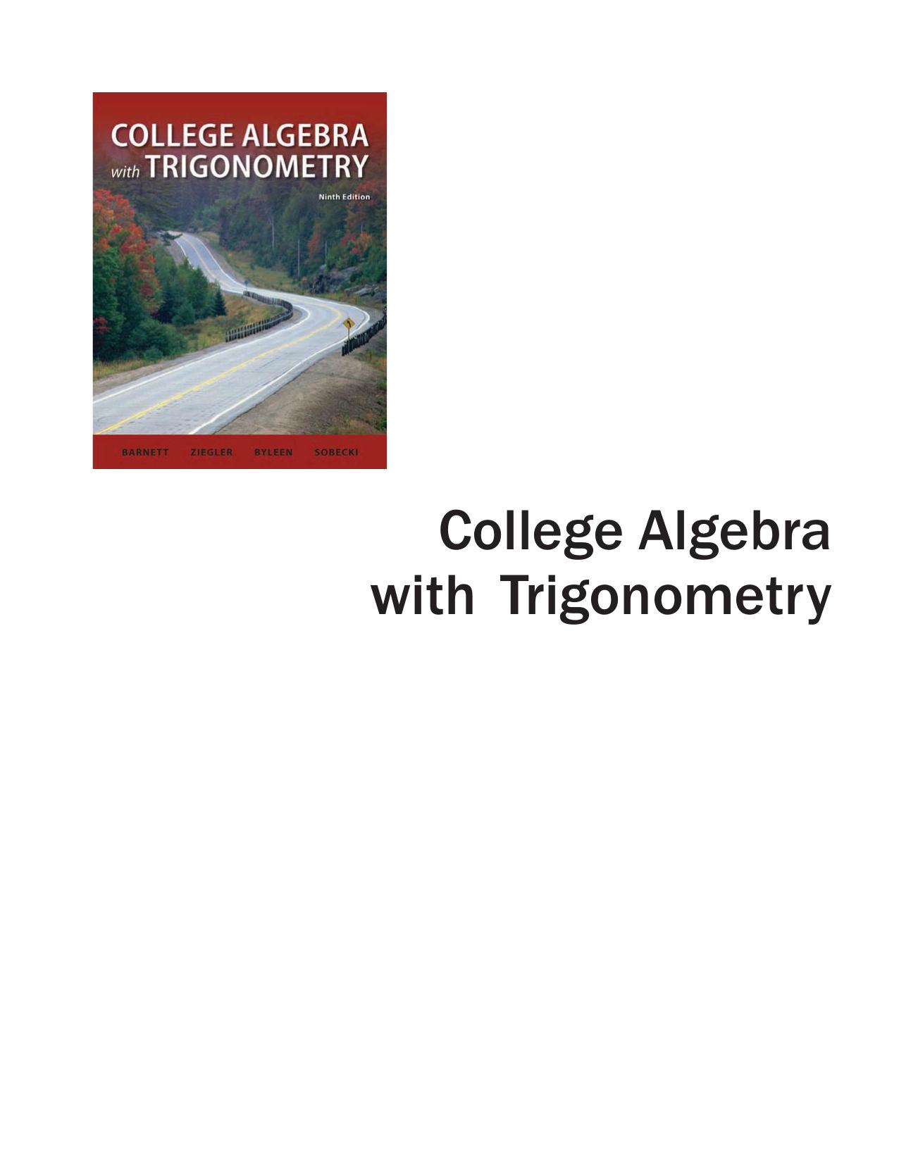 College Algebra with Trigonometry Barnett Raymond