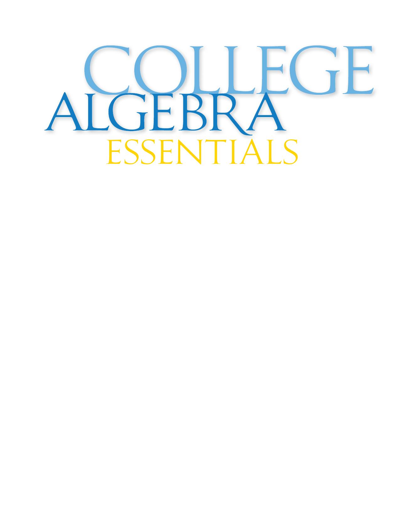 College Algebra Essentials Coburn