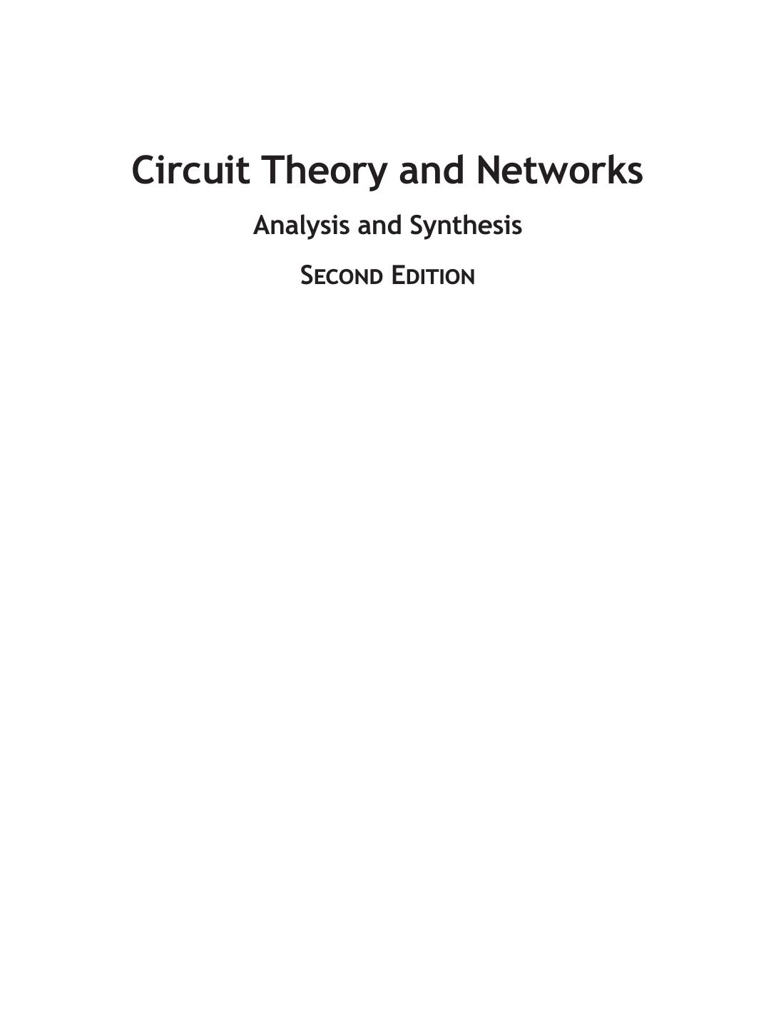 CIRCUIT THEORY AND NETWORKS MU 2018 Singh