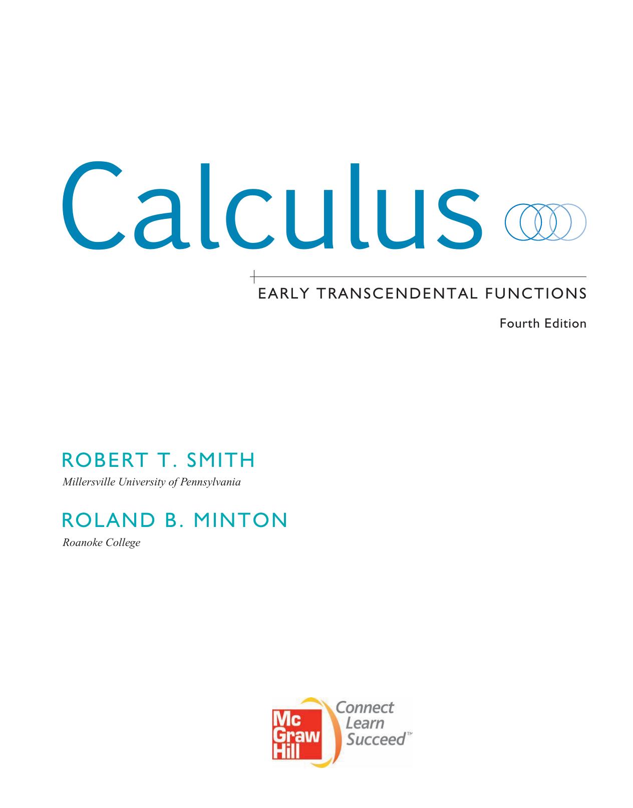 Calculus Early Transcendental Functions Smith Robert