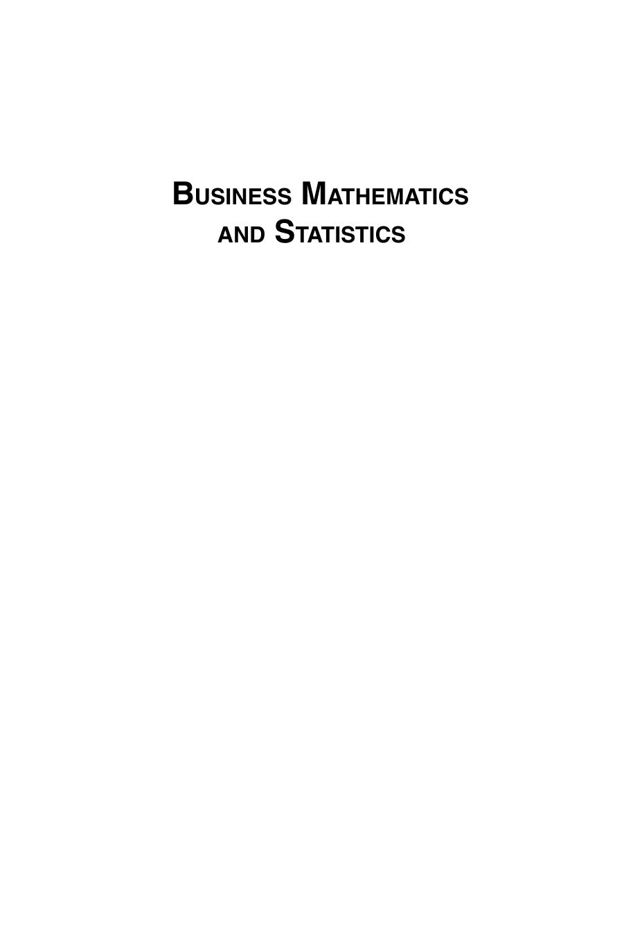 BUSINESS MATHS STATS CU Manna