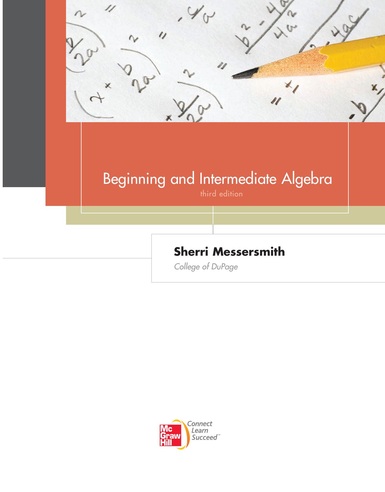 Beginning and Intermediate Algebra Messersmith Sherri