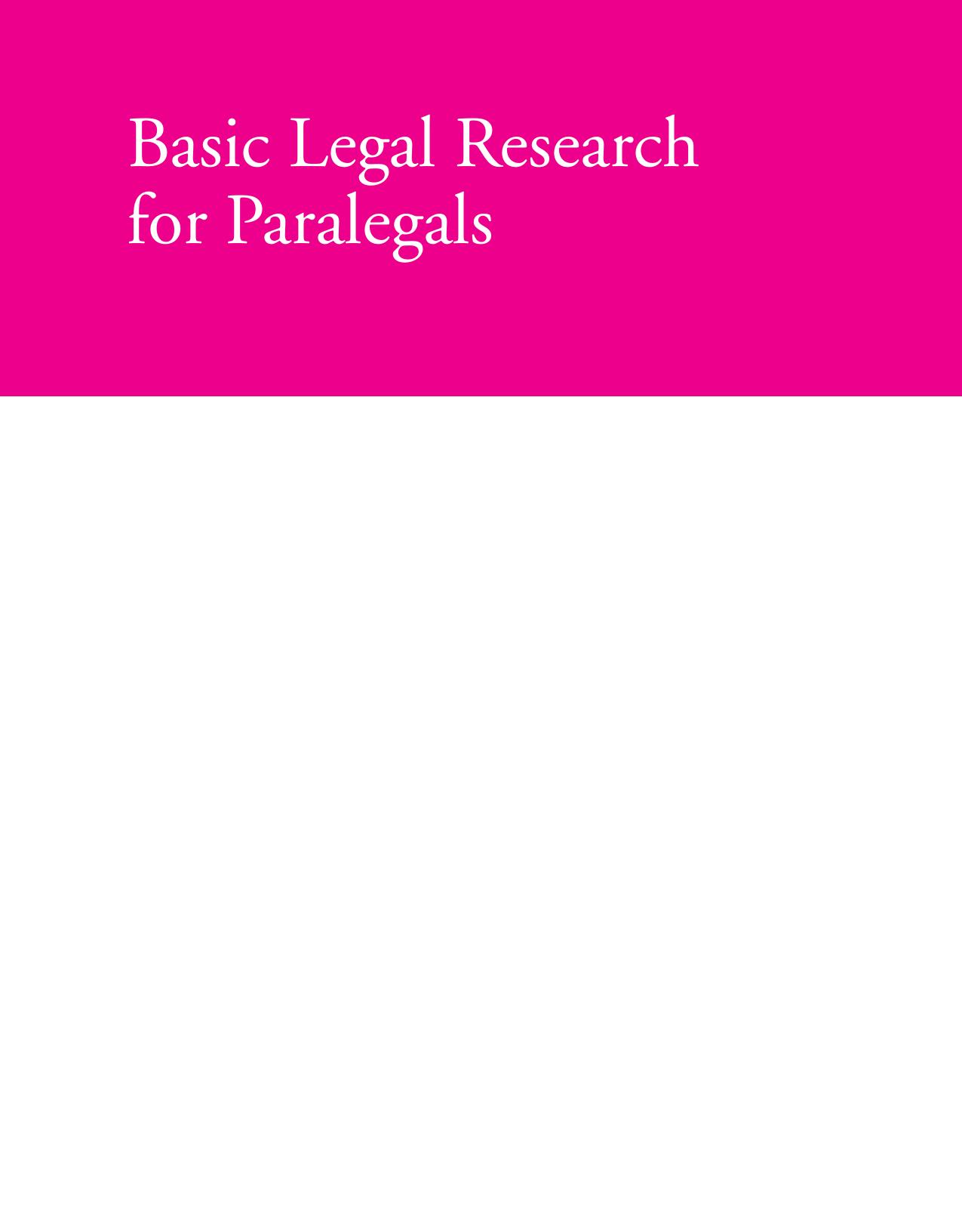 Basic Legal Research for Paralegals Nolfi Edward