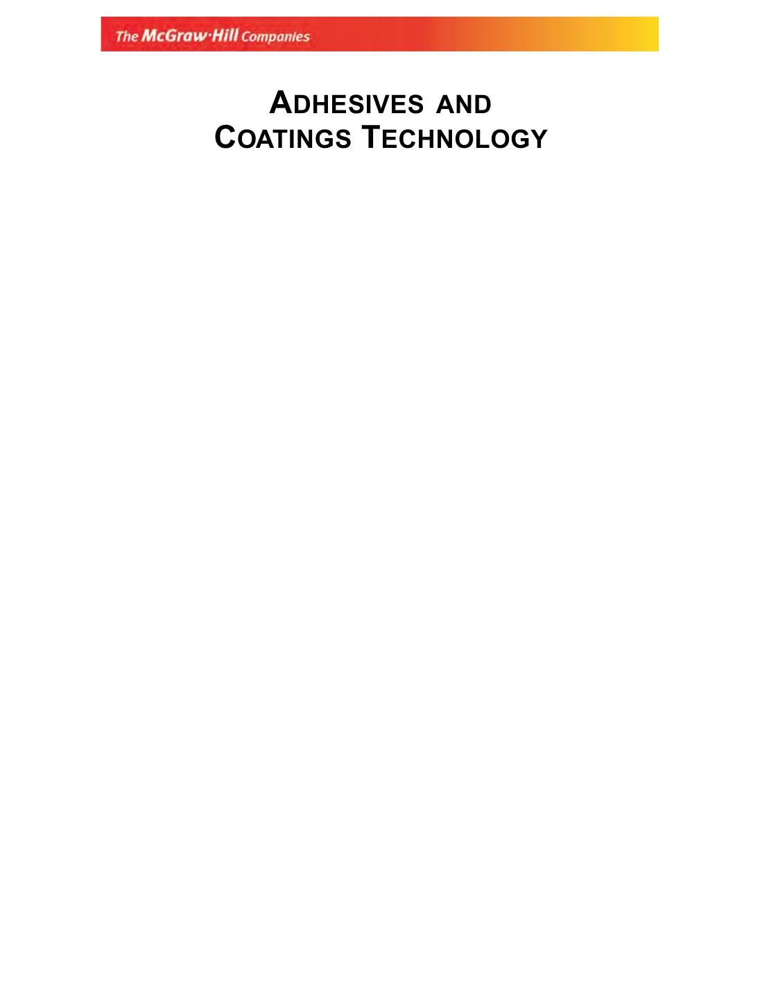ADHESIVES AND COATINGS TECHNOLOGY Ghosh