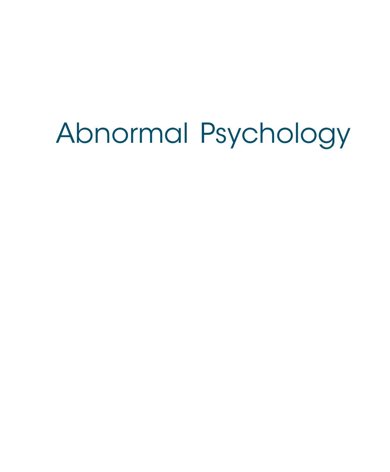 Abnormal Psychology Nolen Hoeksema
