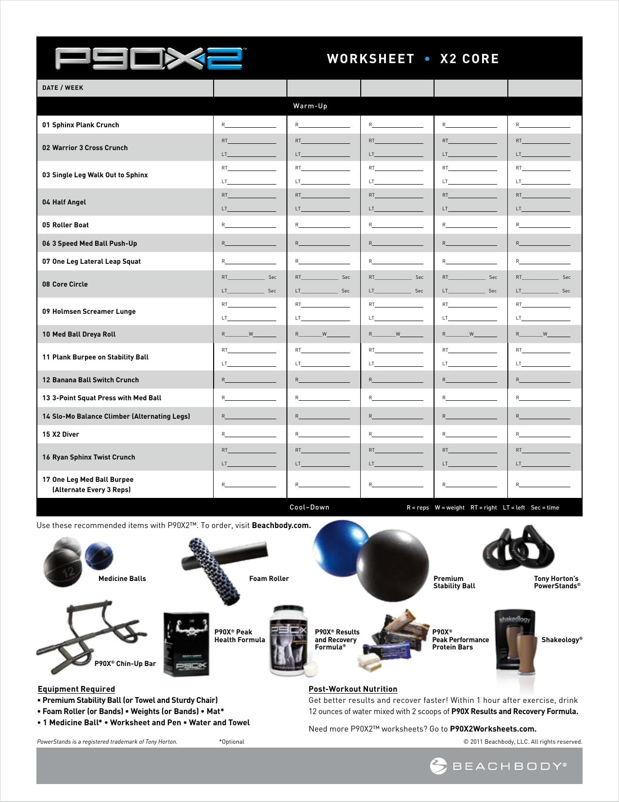 P90X2 Worksheets