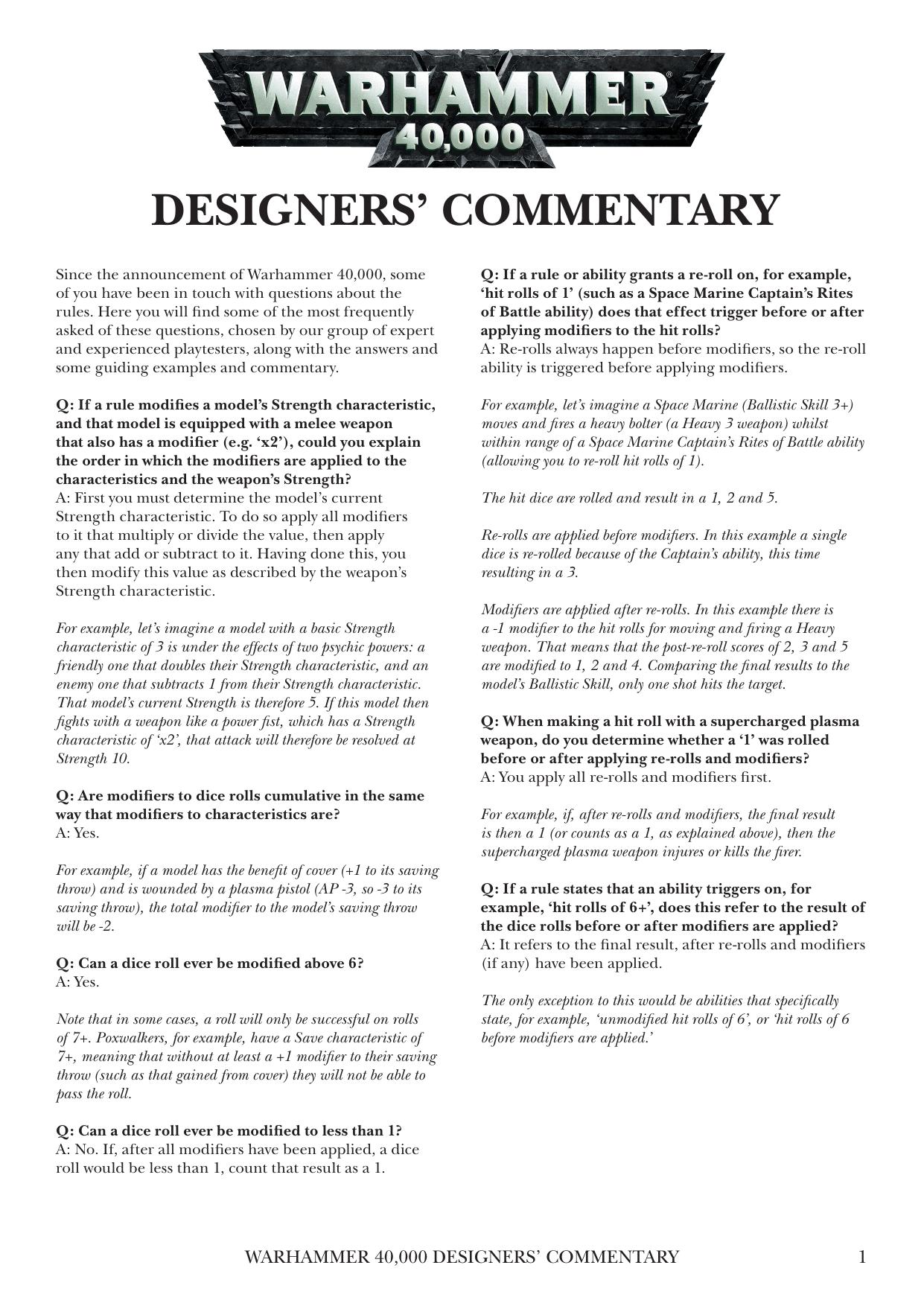 Warhammer 40000 Designers Commentary