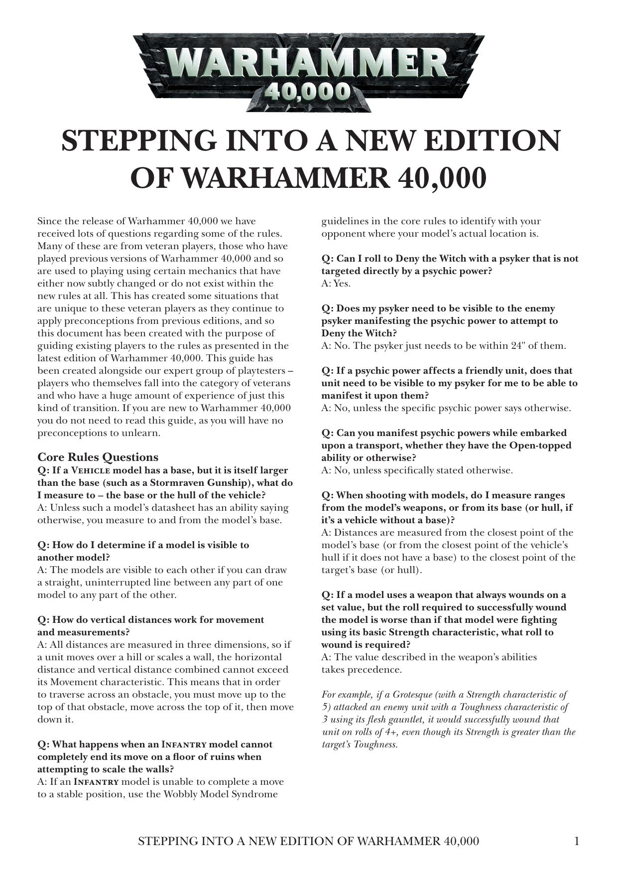 Warhammer 40000 Stepping into a New Edition of Warhammer 40000