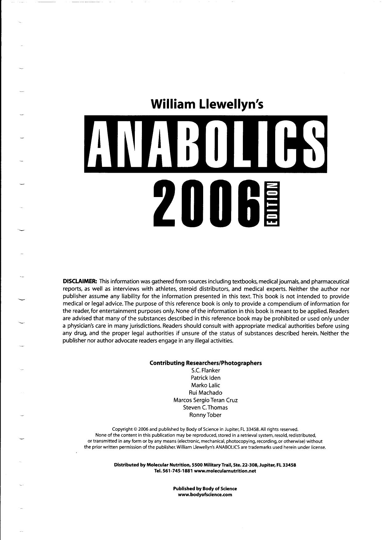 Anabolics, 2006 Edition-Llewellyn