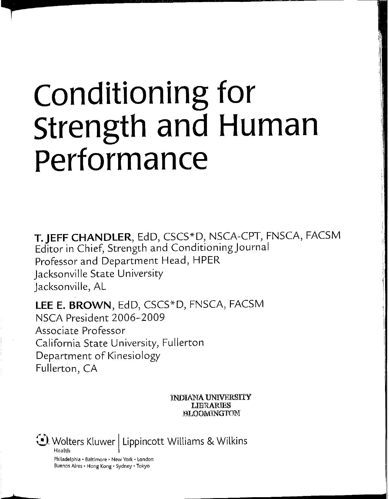 Conditioning for Strength and Human Performance-Chandler et al