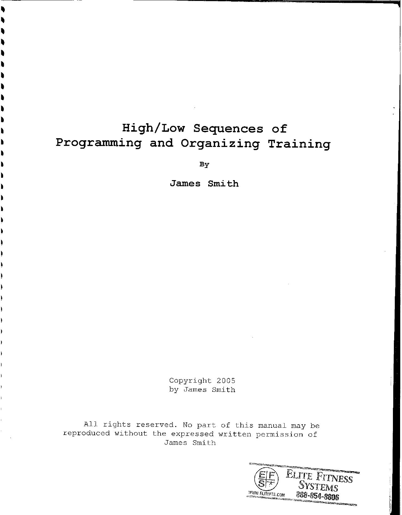 High-Low Sequences of Programing and Organization Training-Smith
