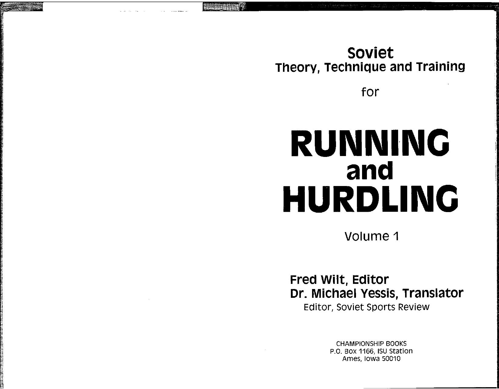 Soviet Theory, Technique and Training for Running and Hurdling-Wilt et al