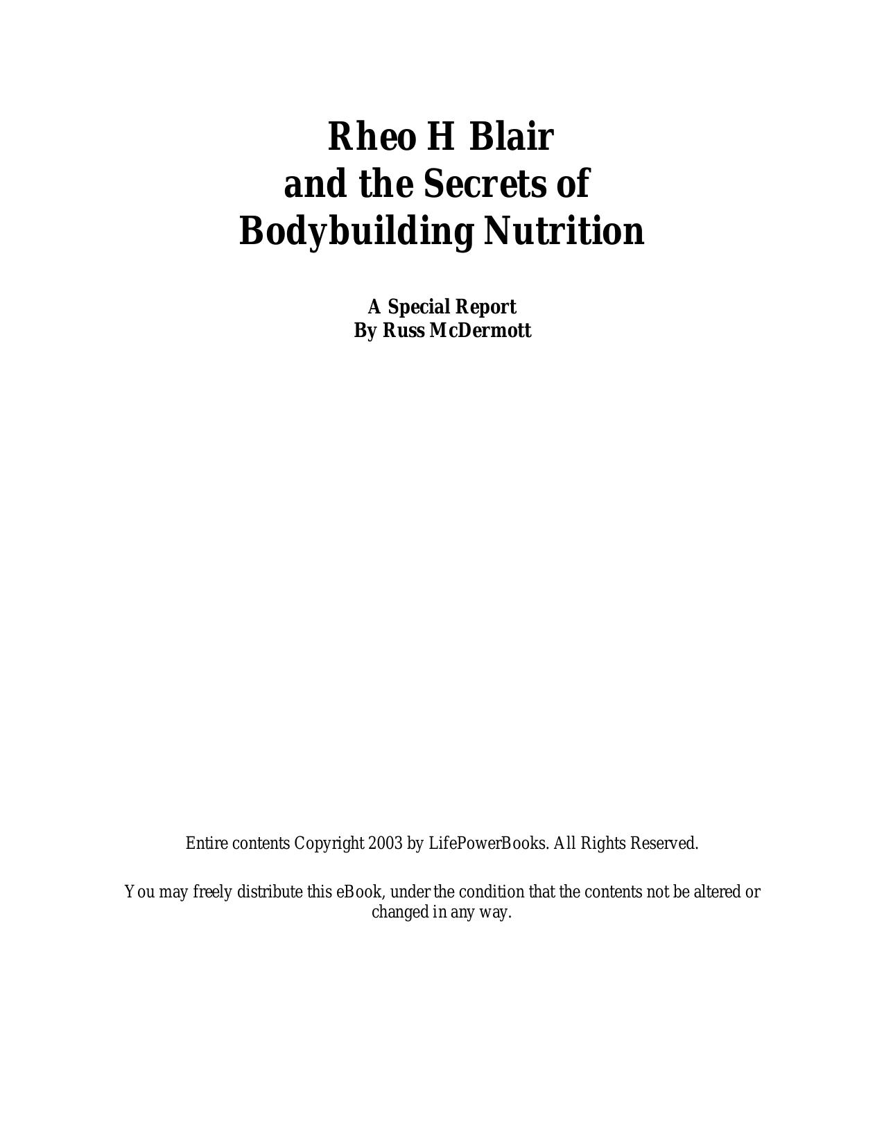 Rheo H Blair & the Secrets of Bodybuilding Nutrition-McDermott
