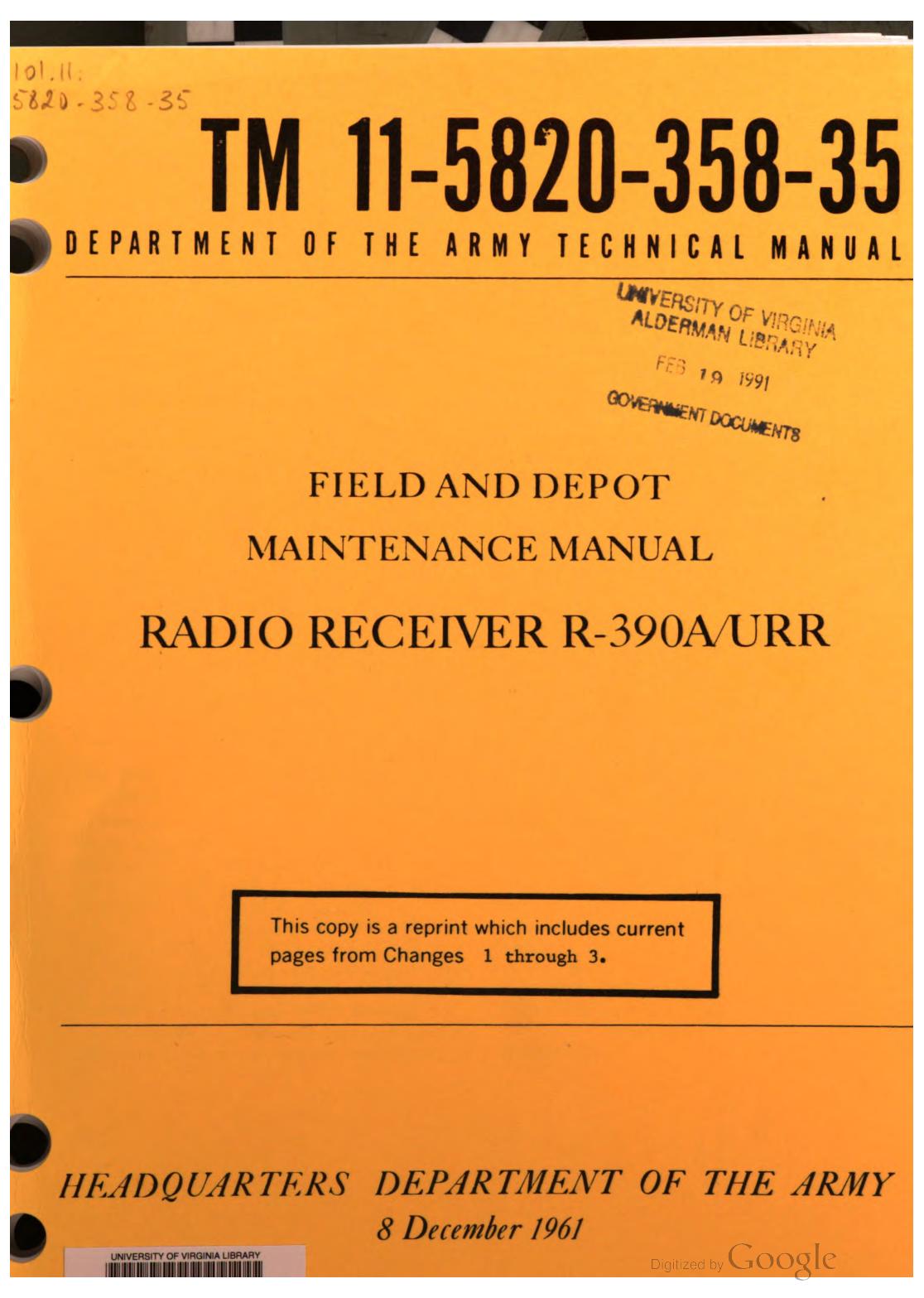 Field and depot maintenance manual