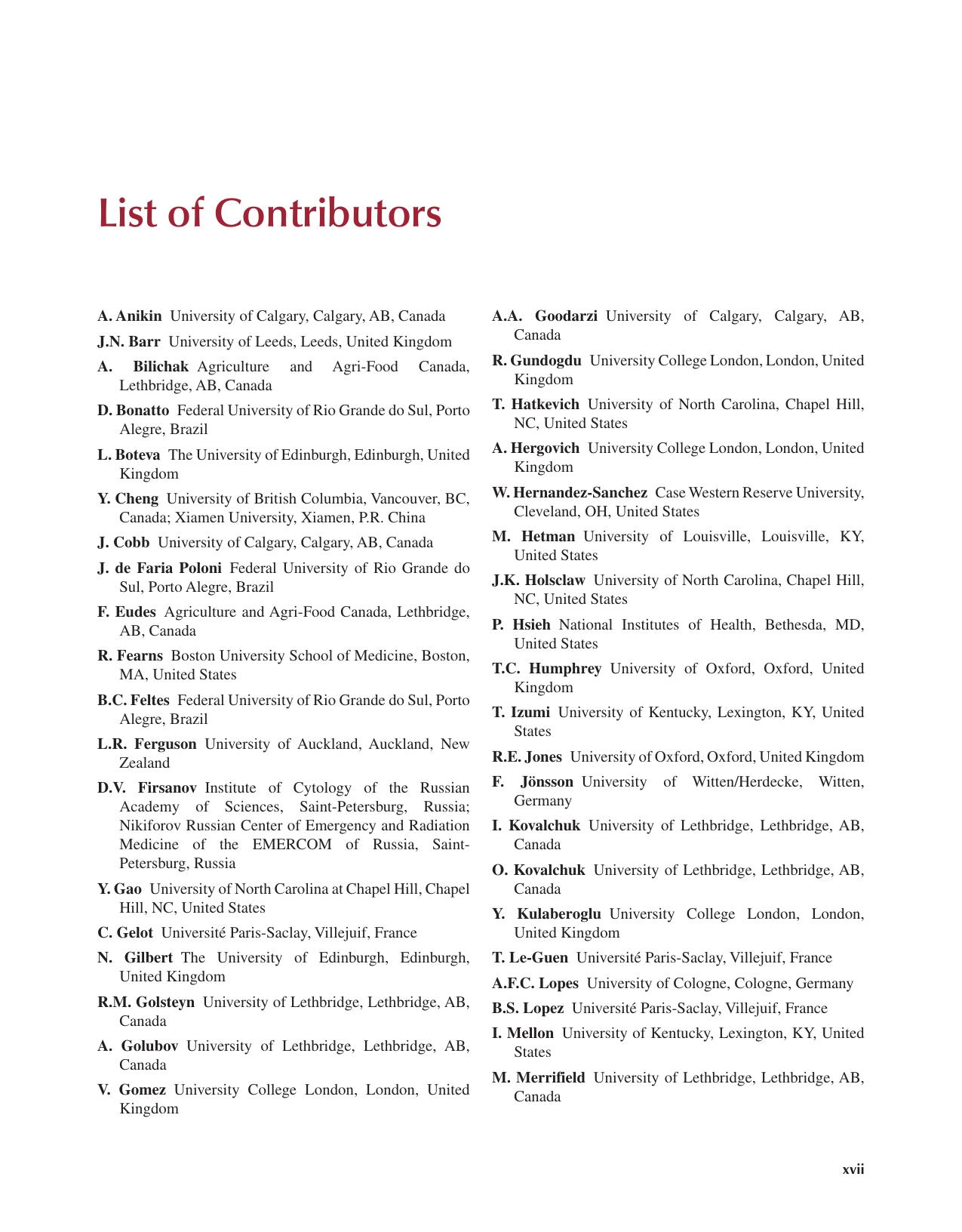 List of Contributors