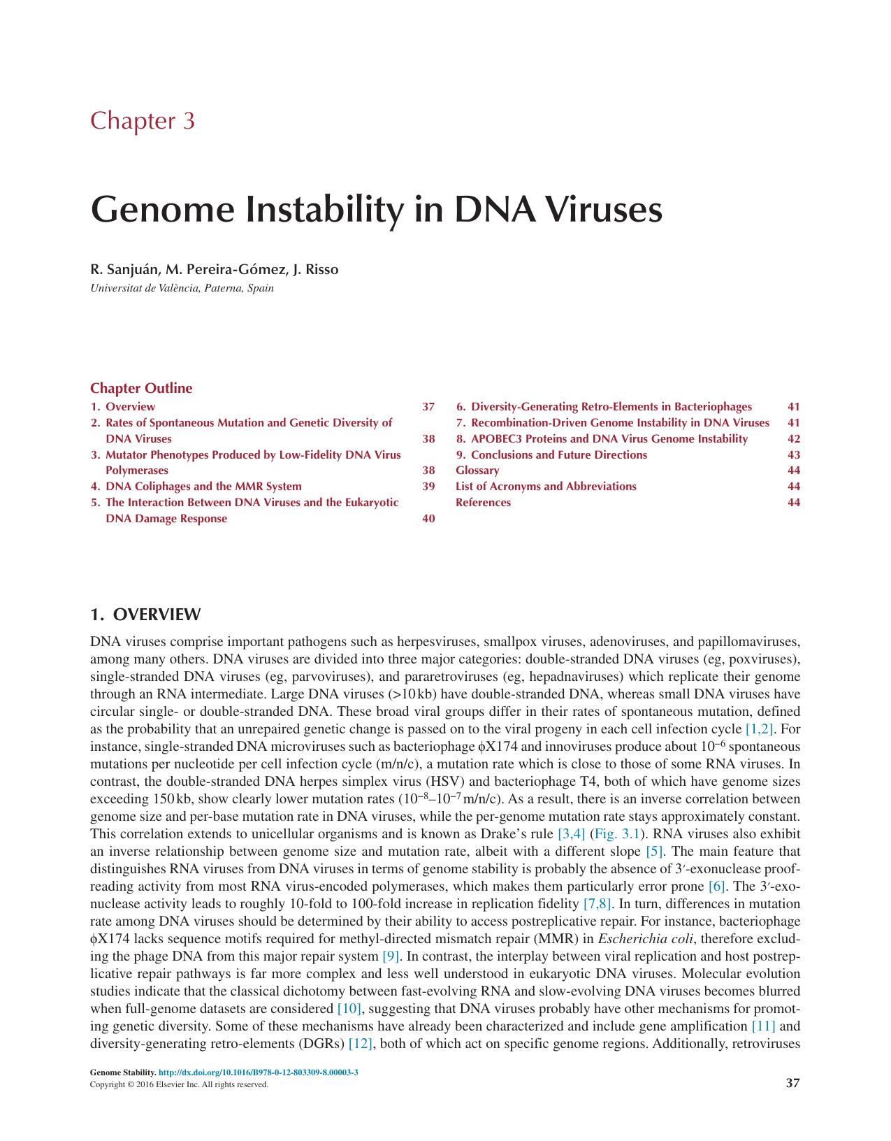 Chapter 3 - Genome Instability in DNA Viruses