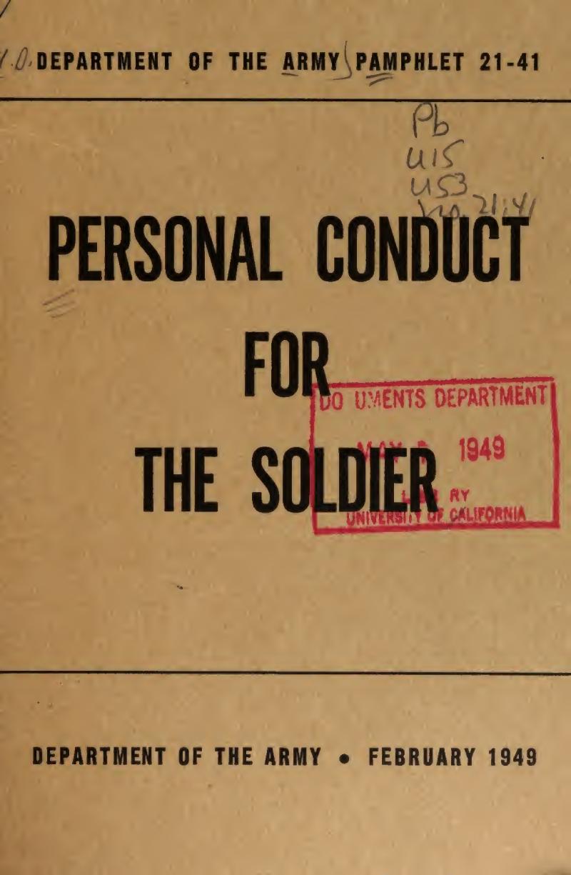 PAM 21-41 Personal Conduct For The Soldier